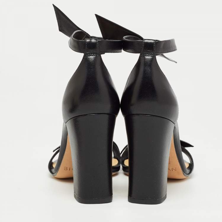 Pre Owned Alexandre Birman Black Leather Clarita  Ankle Strap Sandals Size 37.5