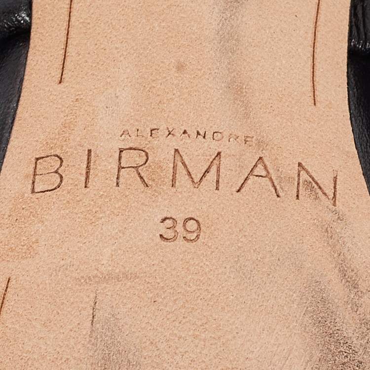 مملوكة مسبقًا Alexandre Birman Black Leather Ankle Wrap Sandals Size 39