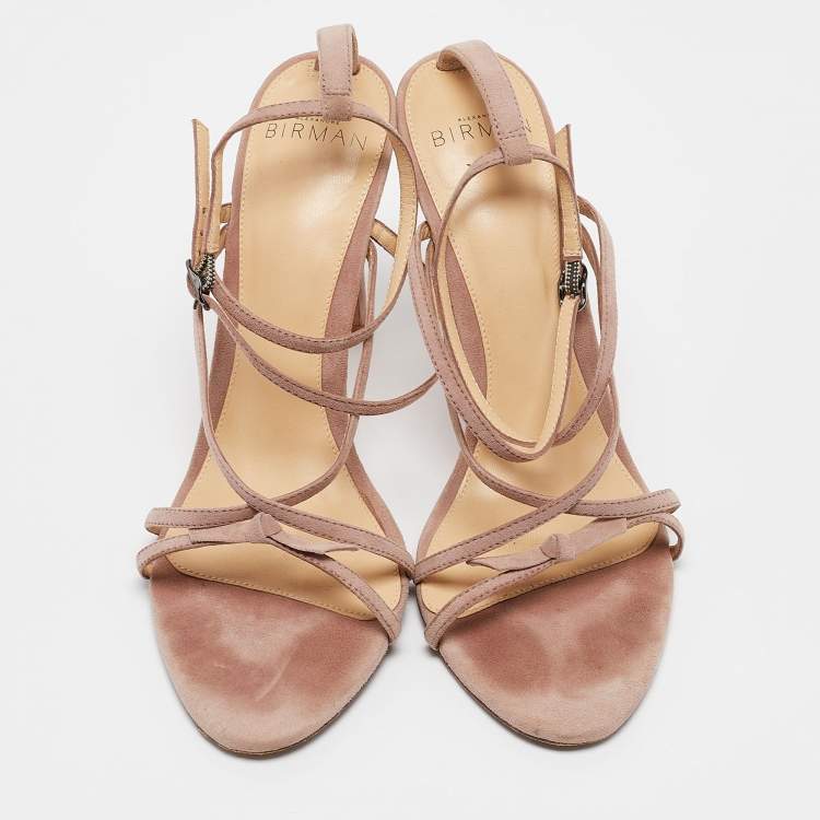Pre Owned Alexandre Birman Pink Suede Bow Strappy Sandals Size 38