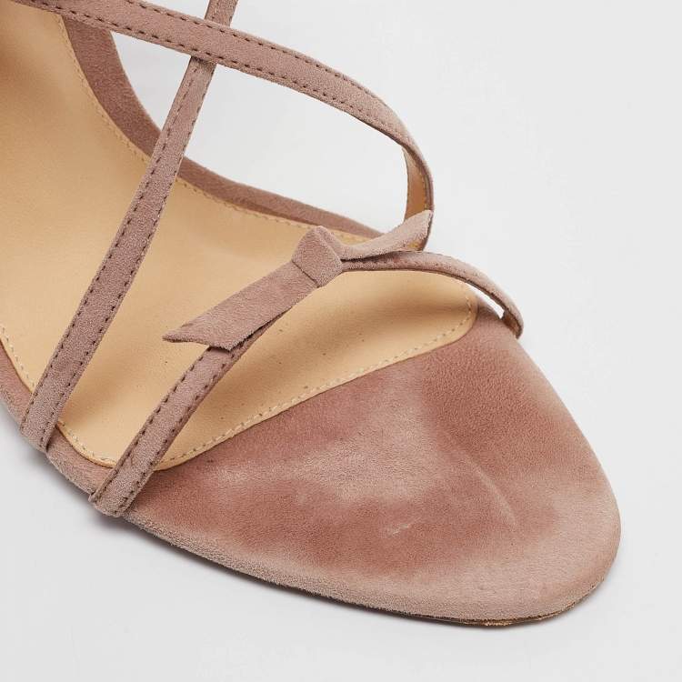 Pre Owned Alexandre Birman Pink Suede Bow Strappy Sandals Size 38