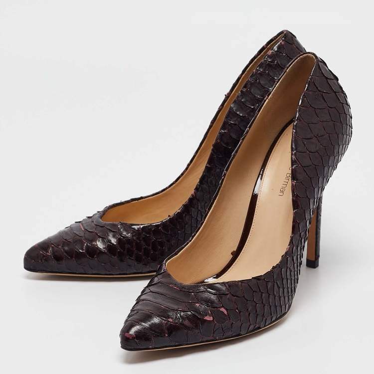Pre Owned Alexandre Birman Dark Burgundy Python Pointed Toe Pumps Size 40