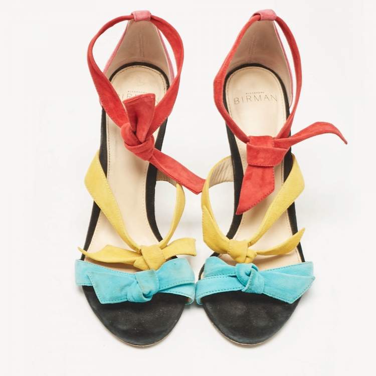 Pre Owned Alexandre Birman Multicolor Suede Ankle Strap Sandals Size 37