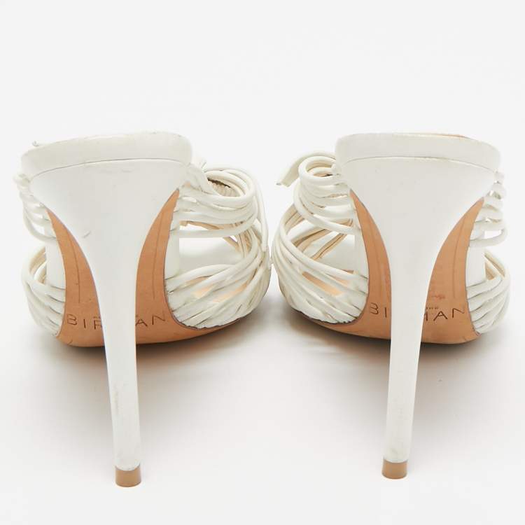 Pre Owned Alexandre Birman White Leather Dallas Strappy Sandals Size 36
