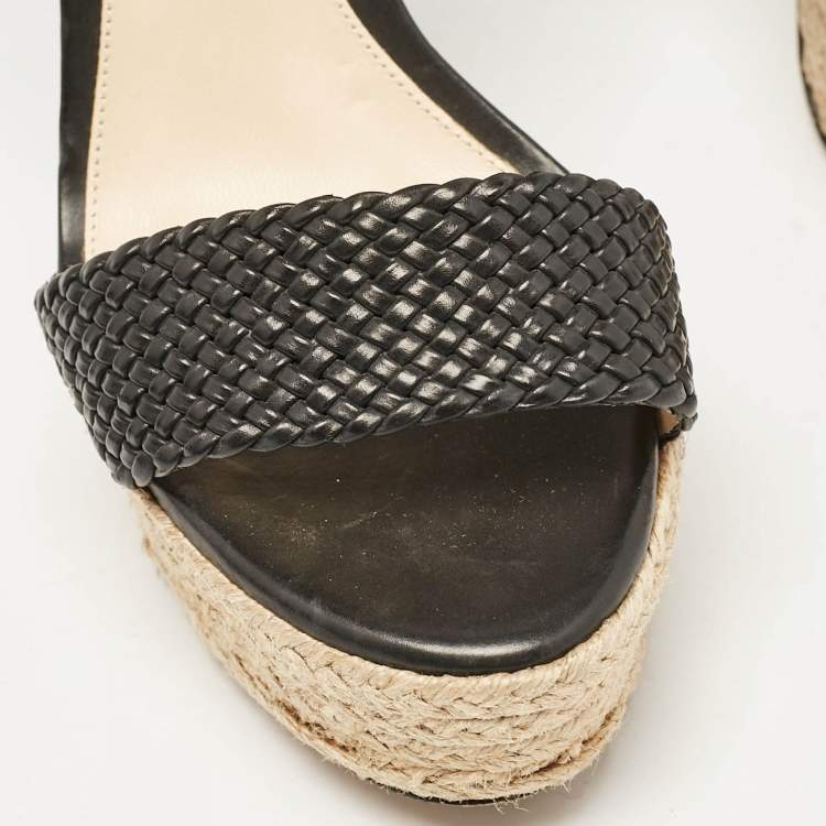 Pre Owned Alexandre Birman Black/Beige Leather and Python Leather Ankle Strap Sandals Size 36