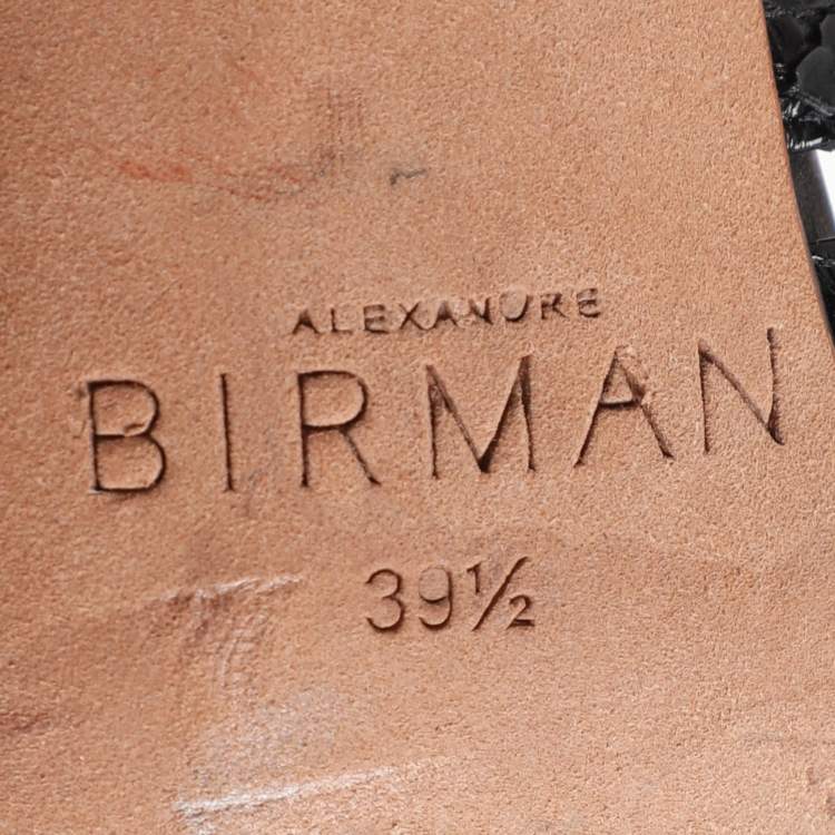 Pre Owned Alexandre Birman Black Python Embossed Leather and Suede Caged Sandals Size 39.5