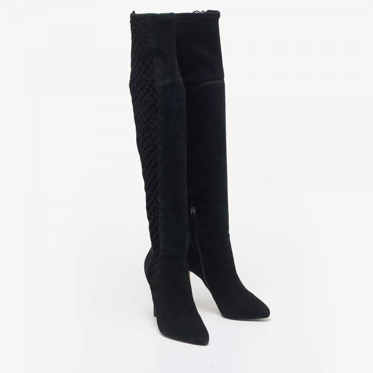 Pre Owned Alexandre Birman Black Suede Over The Knee Boots Size 37