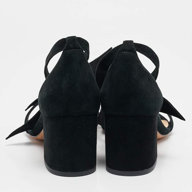 Pre Owned Alexandre Birman Black Suede Clarita Block Heel Sandals Size 37