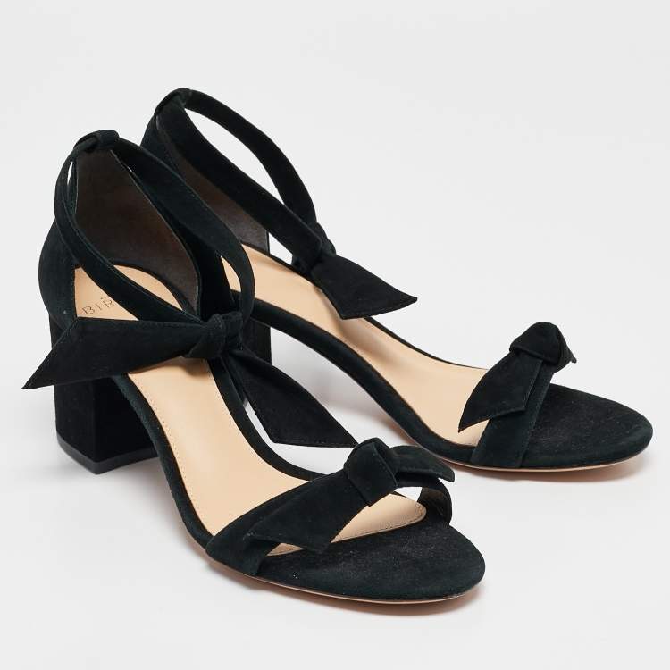 Pre Owned Alexandre Birman Black Suede Clarita Block Heel Sandals Size 37