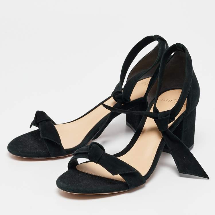 Pre Owned Alexandre Birman Black Suede Clarita Block Heel Sandals Size 37