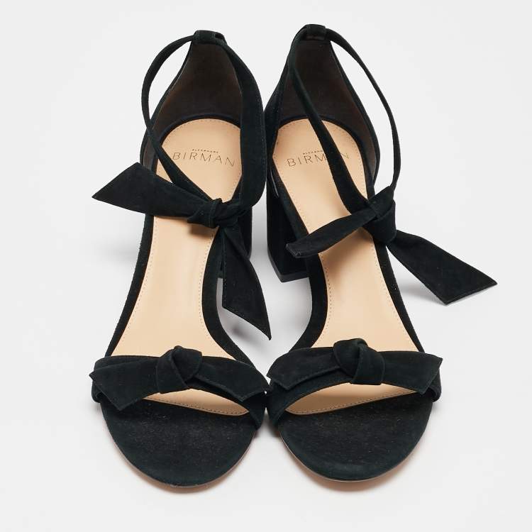 Pre Owned Alexandre Birman Black Suede Clarita Block Heel Sandals Size 37