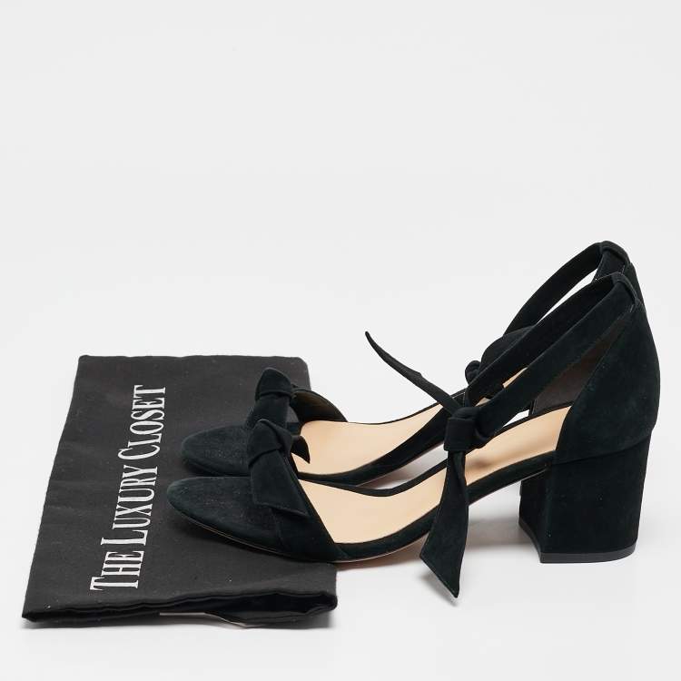 Pre Owned Alexandre Birman Black Suede Clarita Block Heel Sandals Size 37