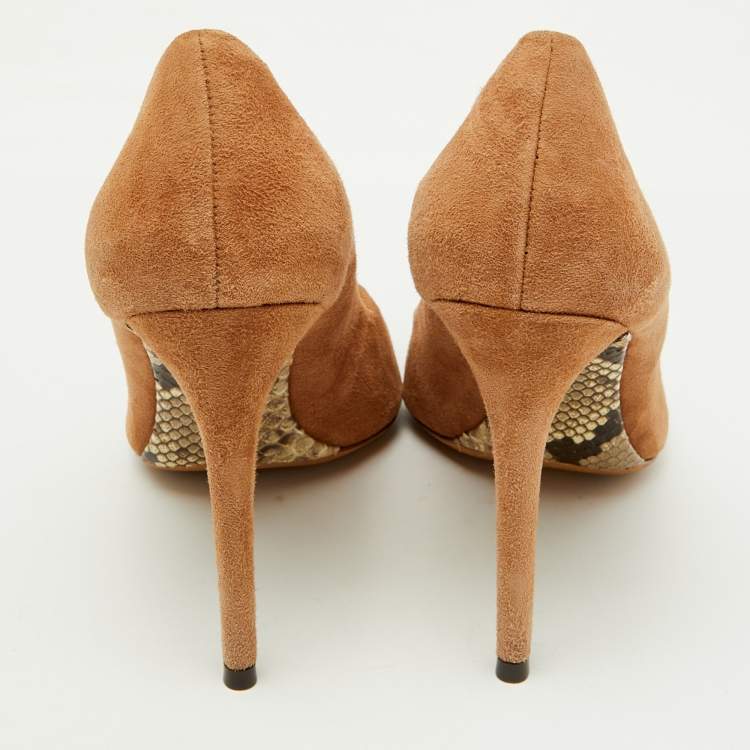 Pre Owned Alexandre Birman Beige Suede Pointed Toe Pumps Size 37.5