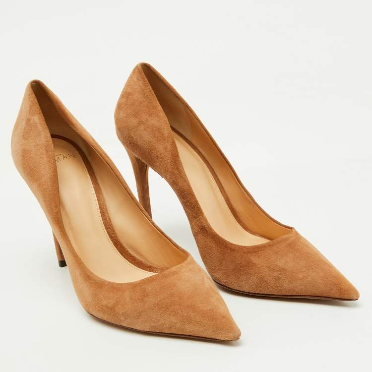 Pre Owned Alexandre Birman Beige Suede Pointed Toe Pumps Size 37.5