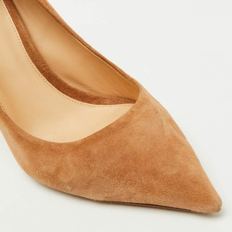 Pre Owned Alexandre Birman Beige Suede Pointed Toe Pumps Size 37.5