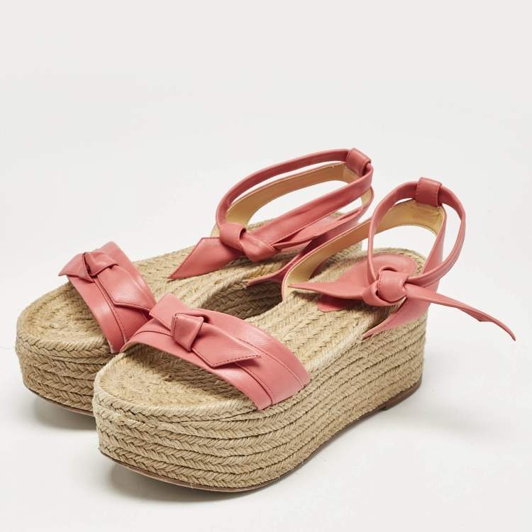 Pre Owned Alexandre Birman Pink Leather Wedge Sandals Size 37
