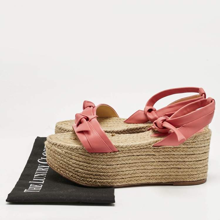 Pre Owned Alexandre Birman Pink Leather Wedge Sandals Size 37