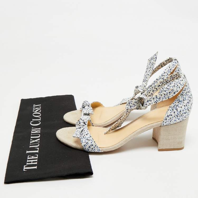 Pre Owned Alexandre Birman Multicolor Canvas Lolita Knot Ankle Sandals Size 41