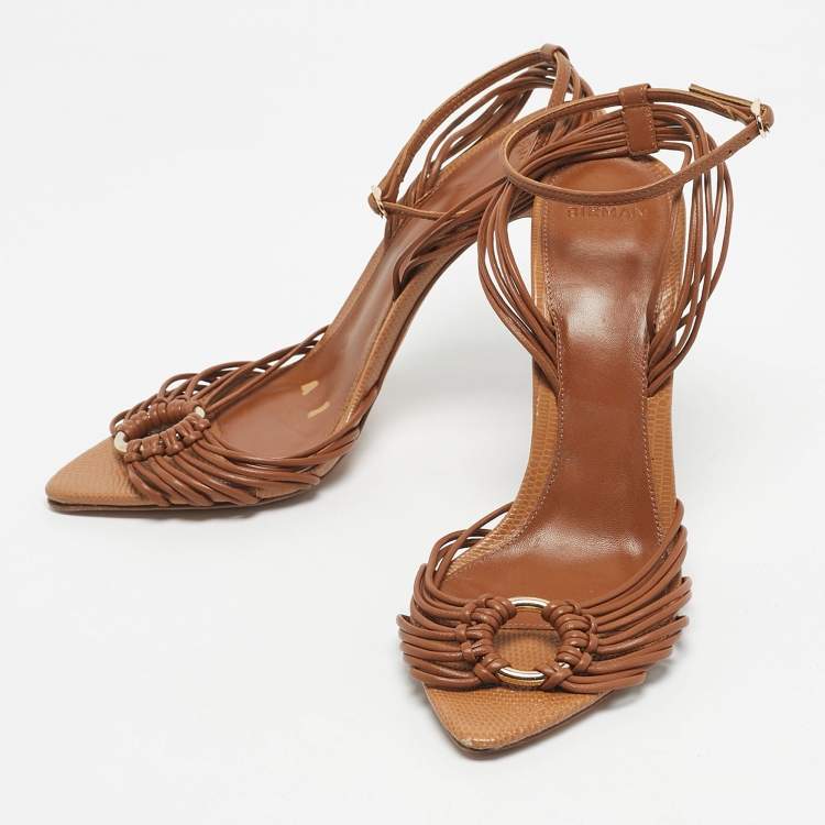 Pre Owned Alexandre Birman Brown Leather Harper Ankle Strap Sandals Size 39