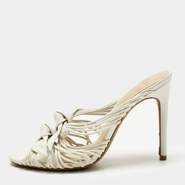 Pre Owned Alexandre Birman White Leather Dallas Strappy Sandals Size 36