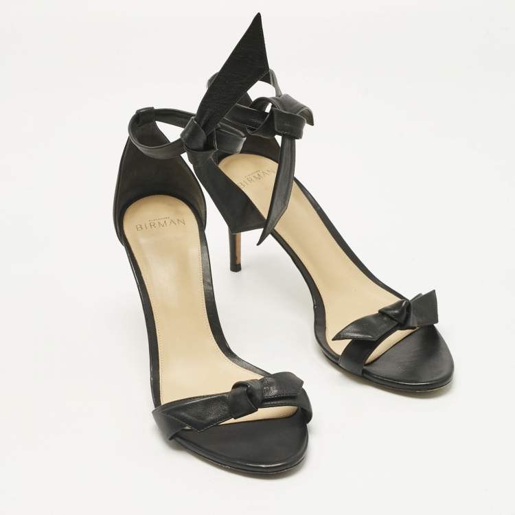 Pre Owned Alexandre Birman Black Leather Clarita Ankle Strap Sandals Size 40.5