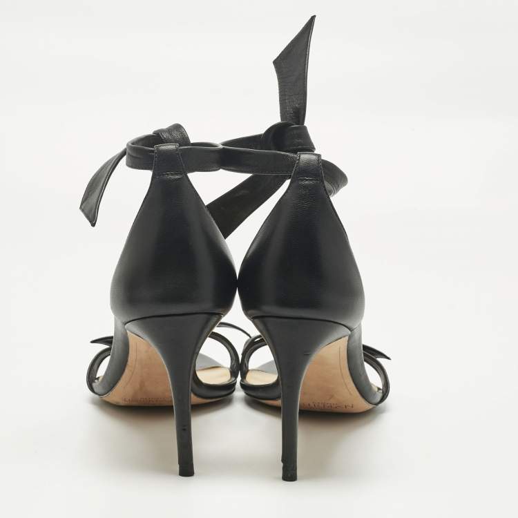 Pre Owned Alexandre Birman Black Leather Clarita Ankle Strap Sandals Size 40.5