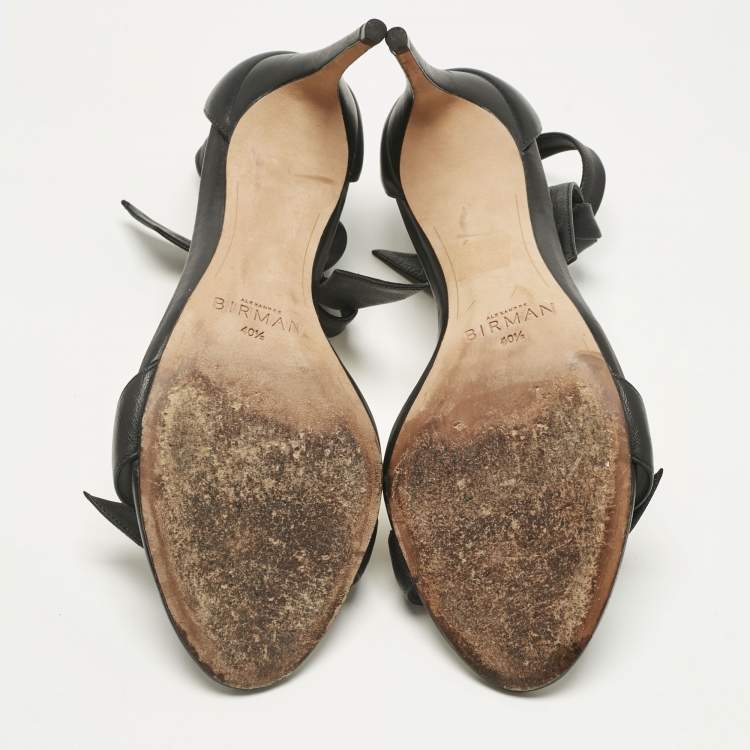 Pre Owned Alexandre Birman Black Leather Clarita Ankle Strap Sandals Size 40.5