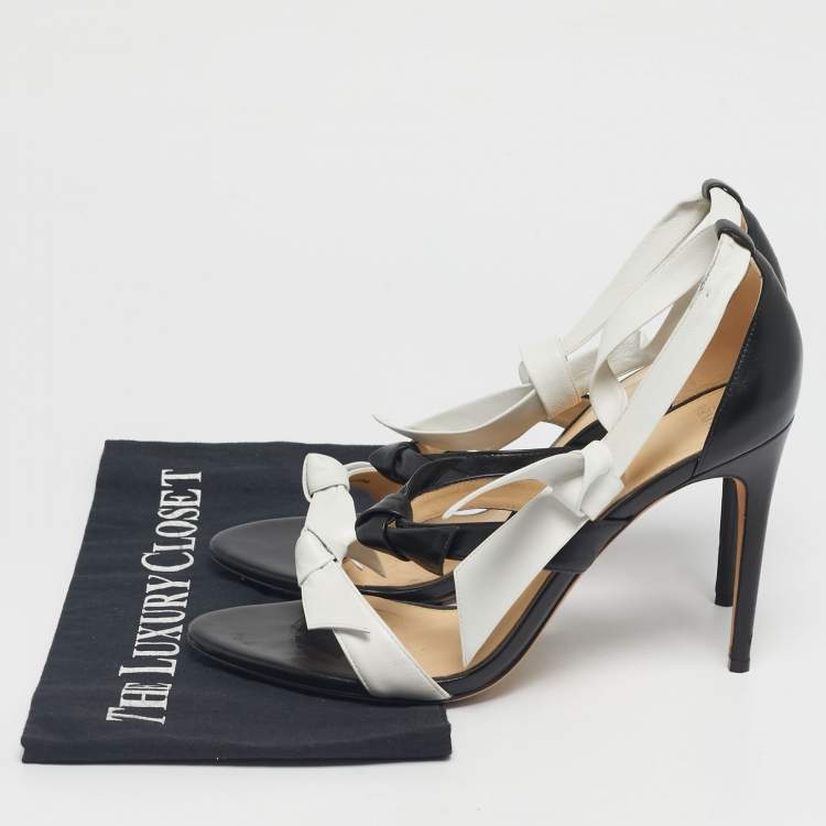 مملوكة مسبقًا Alexandre Birman Black Leather Ankle Strap Sandals Size 40.5