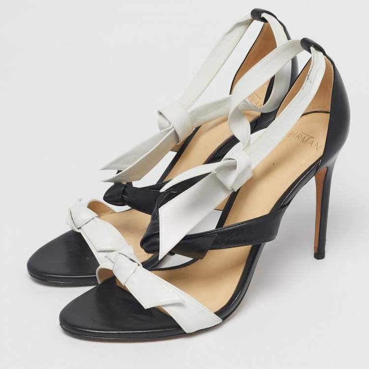 مملوكة مسبقًا Alexandre Birman Black Leather Ankle Strap Sandals Size 40.5