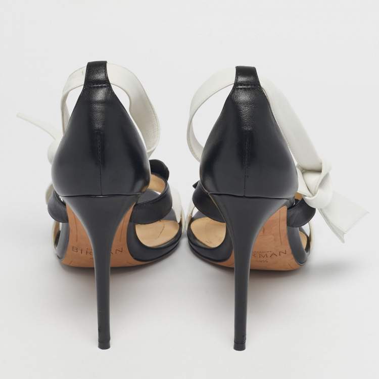 مملوكة مسبقًا Alexandre Birman Black Leather Ankle Strap Sandals Size 40.5
