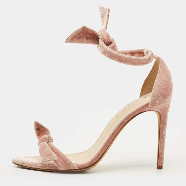 Pre Owned Alexandre Birman Clarita Size 38.5 Pink Velvet Ankle Strap Sandals