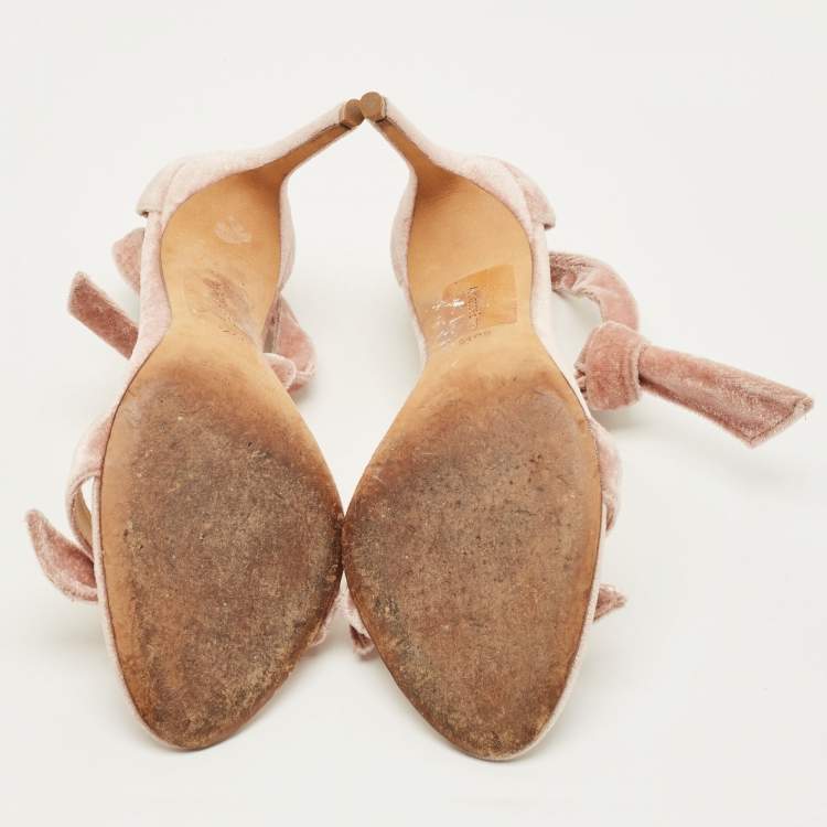 Pre Owned Alexandre Birman Clarita Size 38.5 Pink Velvet Ankle Strap Sandals