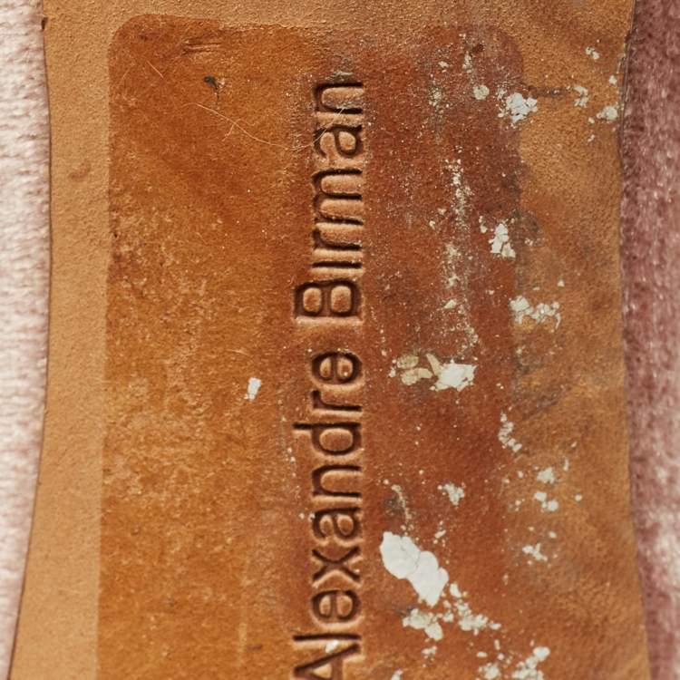 Pre Owned Alexandre Birman Clarita Size 38.5 Pink Velvet Ankle Strap Sandals