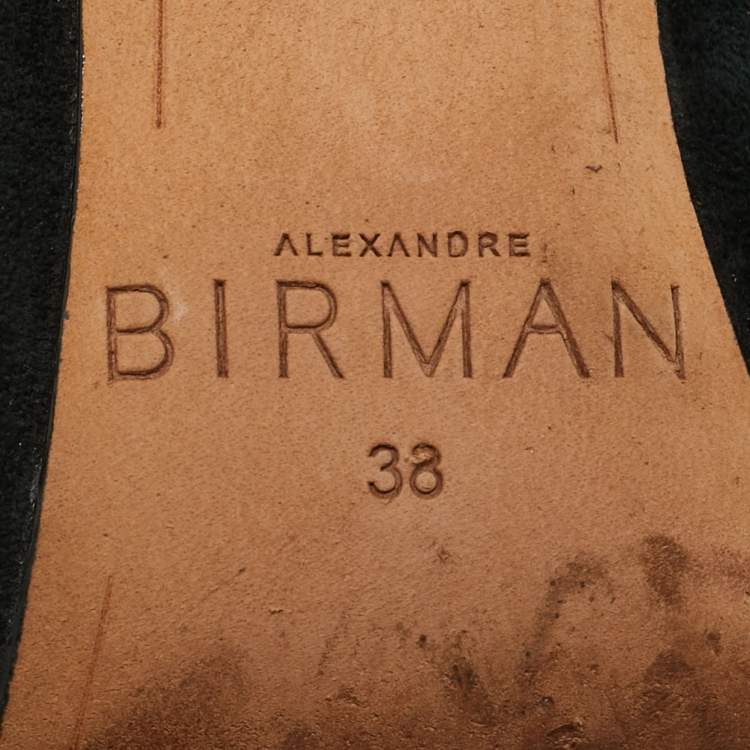 Pre Owned Alexandre Birman Size 38 Black Suede Tie Up Open Toe Sandals