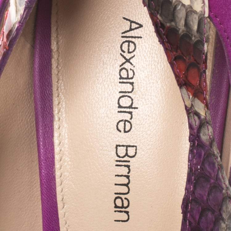 Pre Owned Alexandre Birman Multicolor Python Leather And Suede Pointed Toe Pumps Size 38
