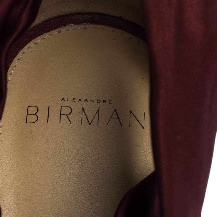 Pre Owned Alexandre Birman Burgundy Satin Katherine Ankle Wrap Sandals Size 41