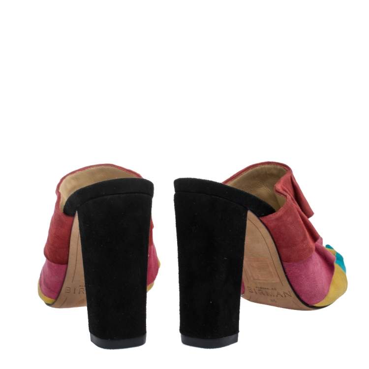 Pre Owned Alexandre Birman Multicolor Suede Ruffled Sandals Size 35