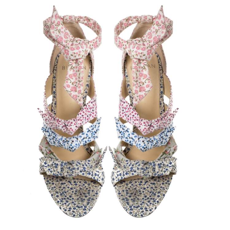 Pre Owned Alexandre Birman Floral Printed Canvas Lolita Knot Strappy Sandals Size 38.5