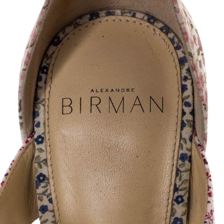 Pre Owned Alexandre Birman Floral Printed Canvas Lolita Knot Strappy Sandals Size 38.5