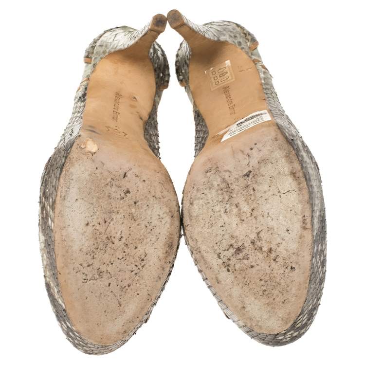 Pre Owned Alexandre Birman Grey Python Platform Platform Sandals Size 39.5