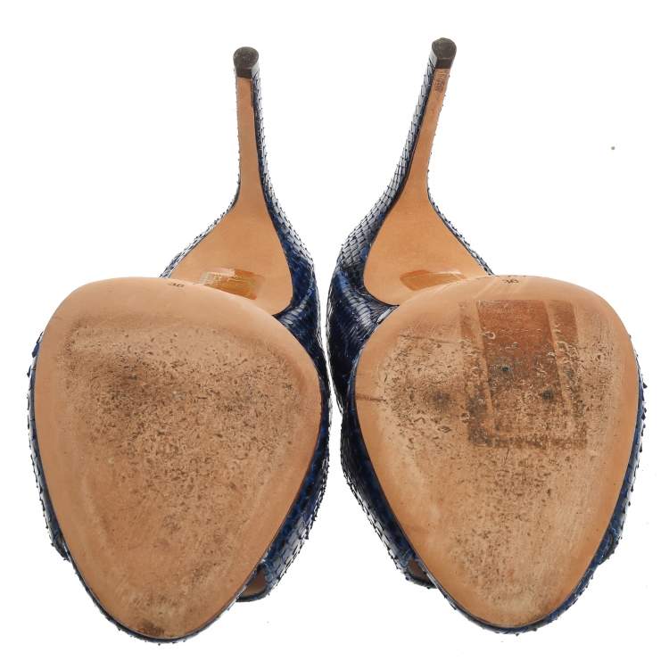 Pre Owned Alexandre Birman Blue Latoya Mules Size 36