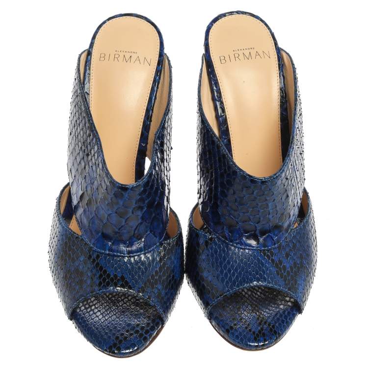 Pre Owned Alexandre Birman Blue Latoya Mules Size 36