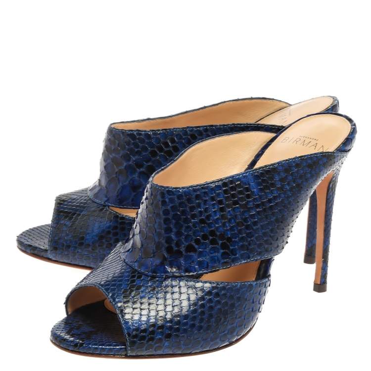 Pre Owned Alexandre Birman Blue Latoya Mules Size 36