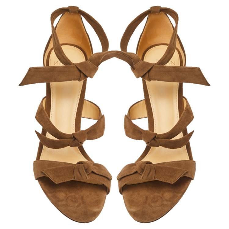 Pre Owned Alexandre Birman Beige Suede Lolita Sandals Size 39