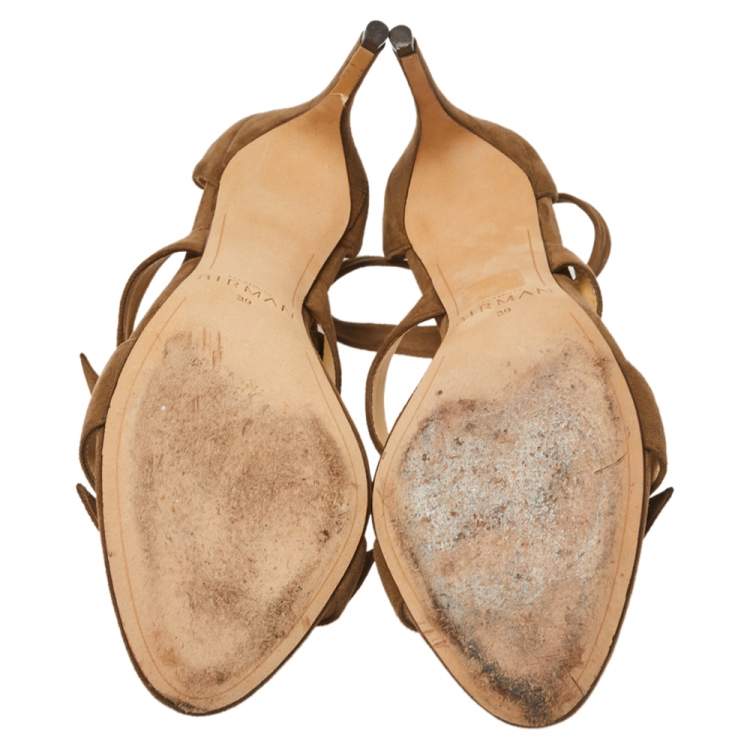 Pre Owned Alexandre Birman Beige Suede Lolita Sandals Size 39