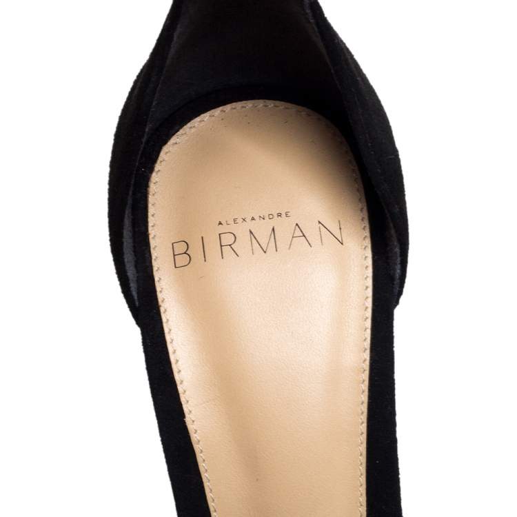 Pre Owned Alexandre Birman Black Suede Clarita Tulle Sandals Size 36