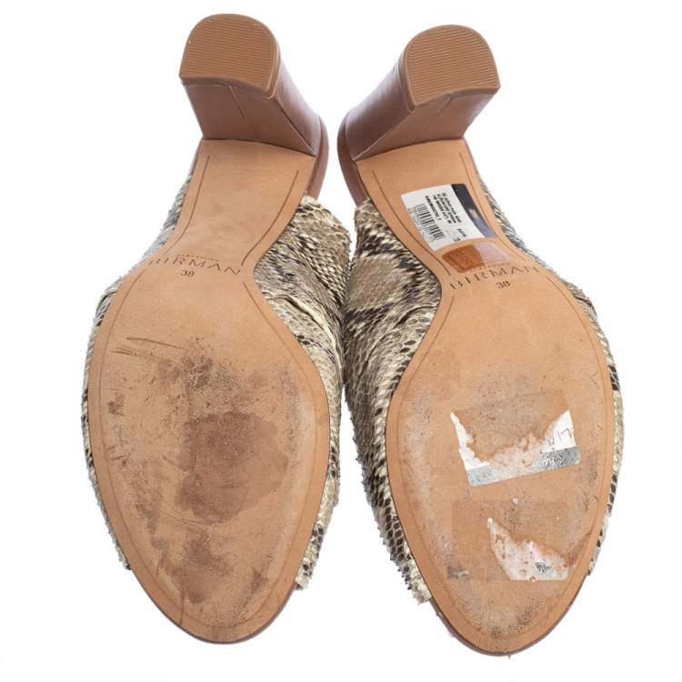 Pre Owned Alexandre Birman Two Tone Python Mules Size 38