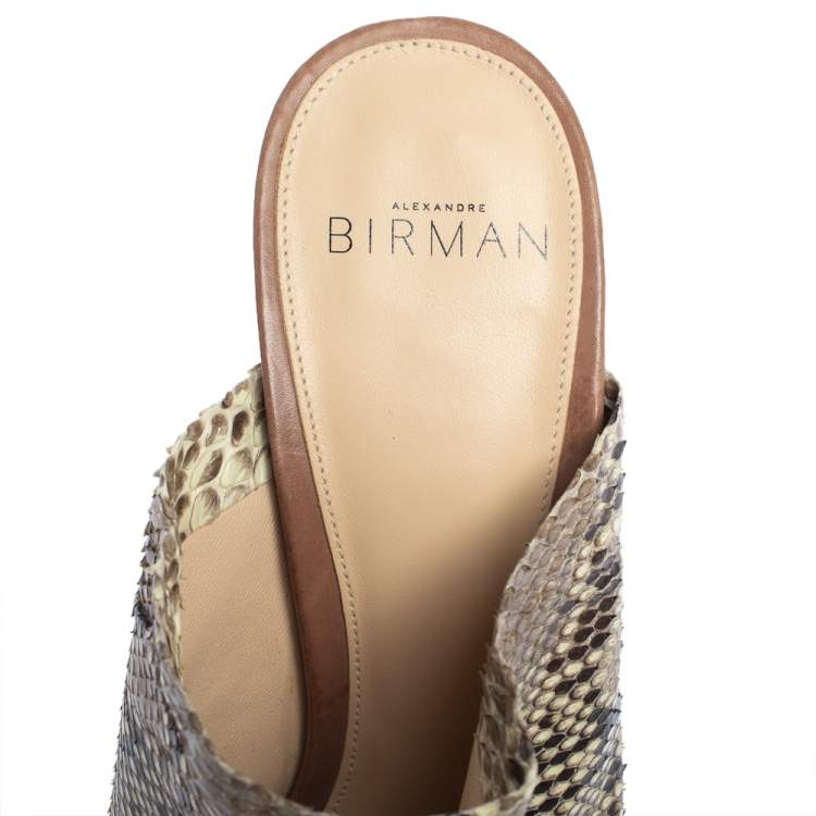 Pre Owned Alexandre Birman Two Tone Python Mules Size 38