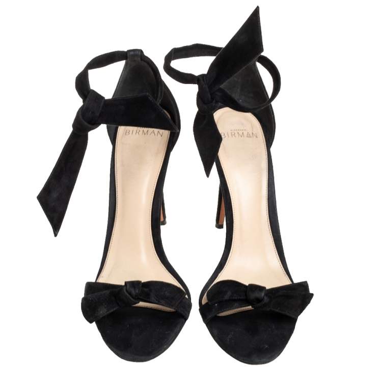 Pre Owned Alexandre Birman Black Suede Clarita Ankle Wrap Sandals Size 39