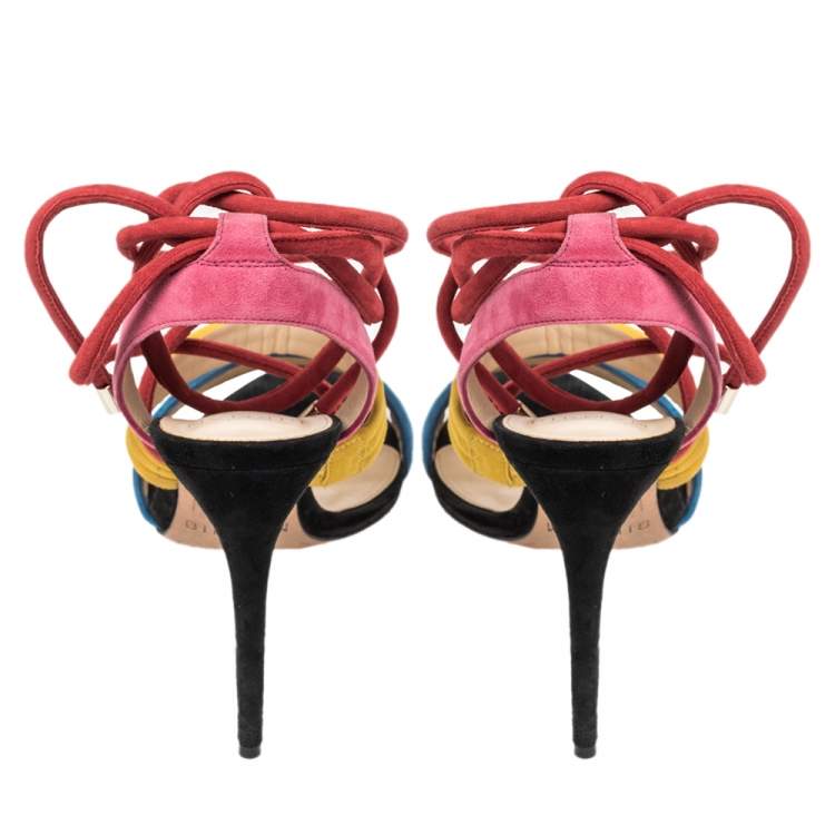 Pre Owned Alexandre Birman Multicolor Suede Aurora Ankle Wrap Sandals Size 41