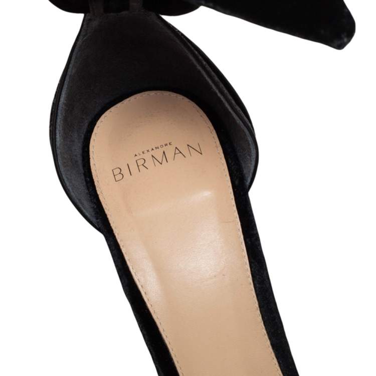 Pre Owned Alexandre Birman Black Velvet Celine Platform Ankle Tie Sandals Size 40